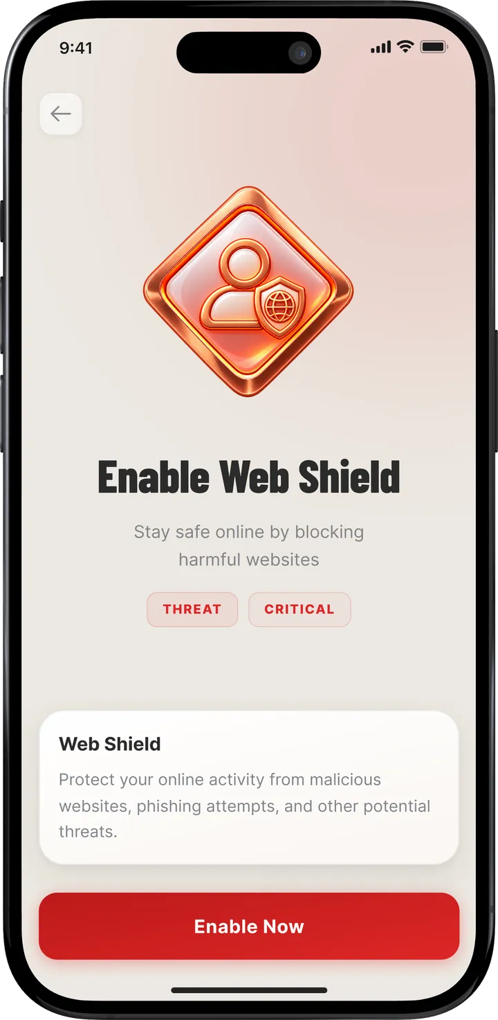 Enable Web Shield screen warning of a critical online threat